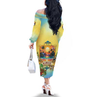 Aloha Hawaii Turtle Family Matching Off The Shoulder Long Sleeve Dress and Hawaiian Shirt Retro Style - Polynesian Pride