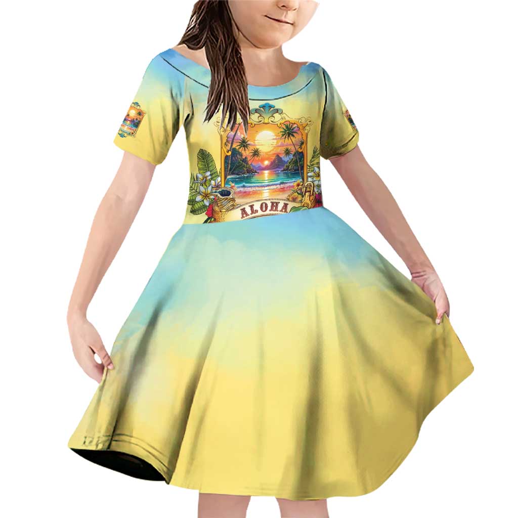 Aloha Hawaii Turtle Family Matching Off Shoulder Short Dress and Hawaiian Shirt Retro Style - Polynesian Pride