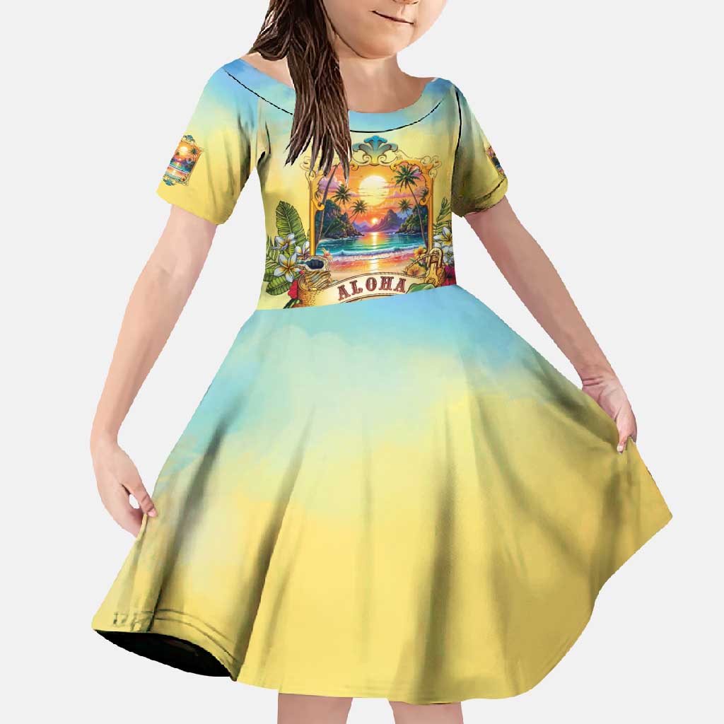 Aloha Hawaii Turtle Family Matching Short Sleeve Bodycon Dress and Hawaiian Shirt Retro Style - Polynesian Pride