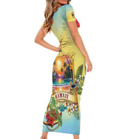 Aloha Hawaii Turtle Family Matching Short Sleeve Bodycon Dress and Hawaiian Shirt Retro Style - Polynesian Pride