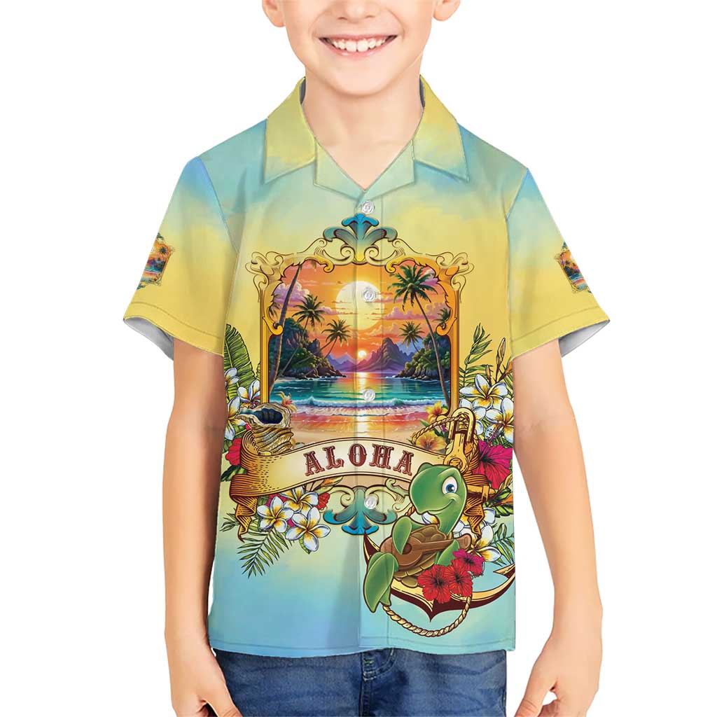 Aloha Hawaii Turtle Kid Hawaiian Shirt Retro Style LT05 Kid Beige - Polynesian Pride