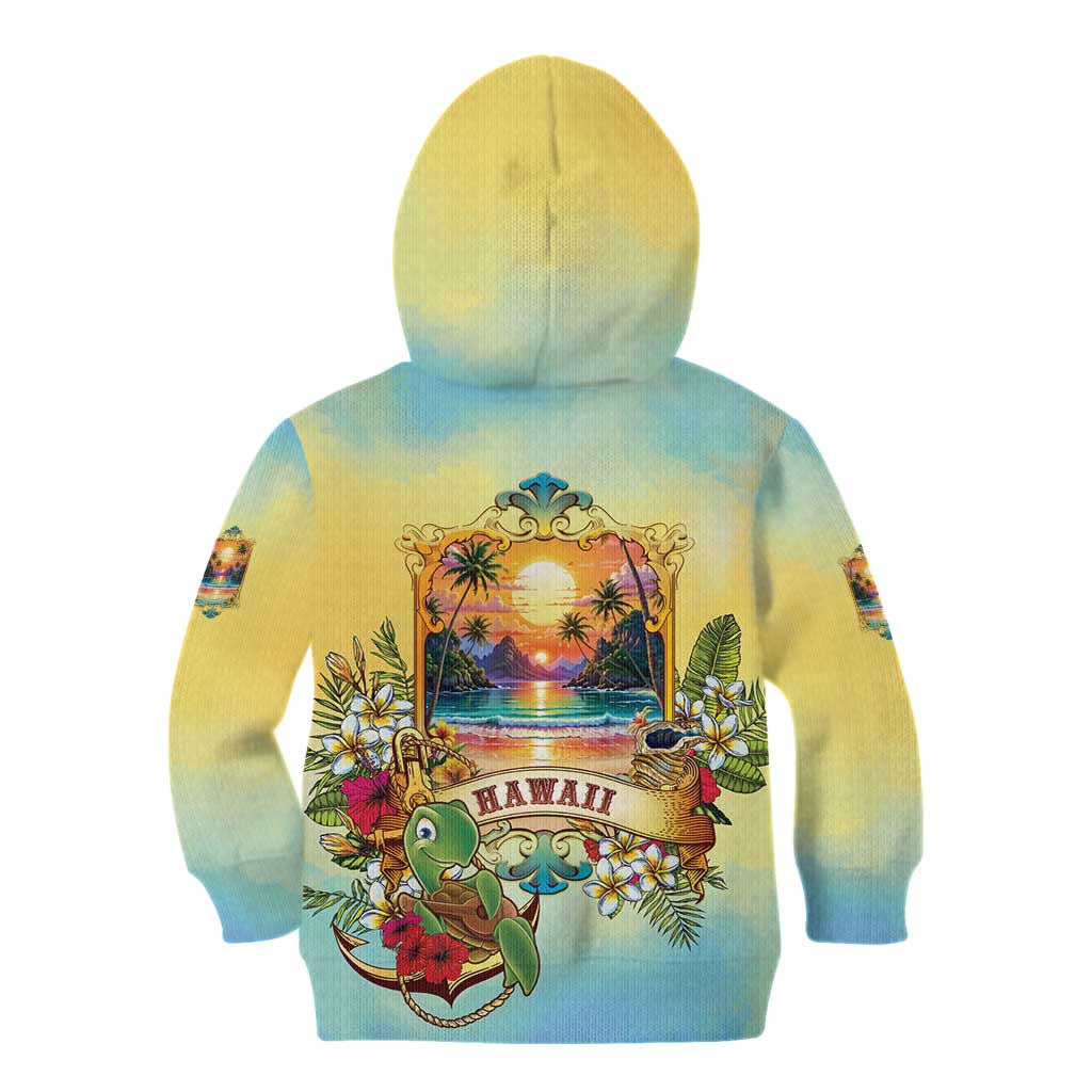 Aloha Hawaii Turtle Kid Hoodie Retro Style - Polynesian Pride