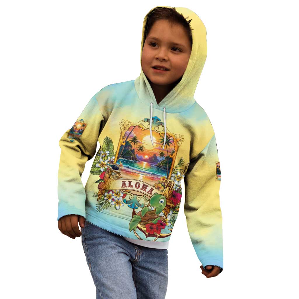 Aloha Hawaii Turtle Kid Hoodie Retro Style - Polynesian Pride