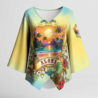 Aloha Hawaii Turtle Kimono Sleeve Blouse Retro Style - Polynesian Pride