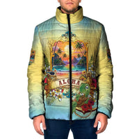 Aloha Hawaii Turtle Padded Jacket Retro Style LT05 Men Beige - Polynesian Pride