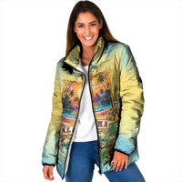 Aloha Hawaii Turtle Padded Jacket Retro Style LT05 Women Beige - Polynesian Pride