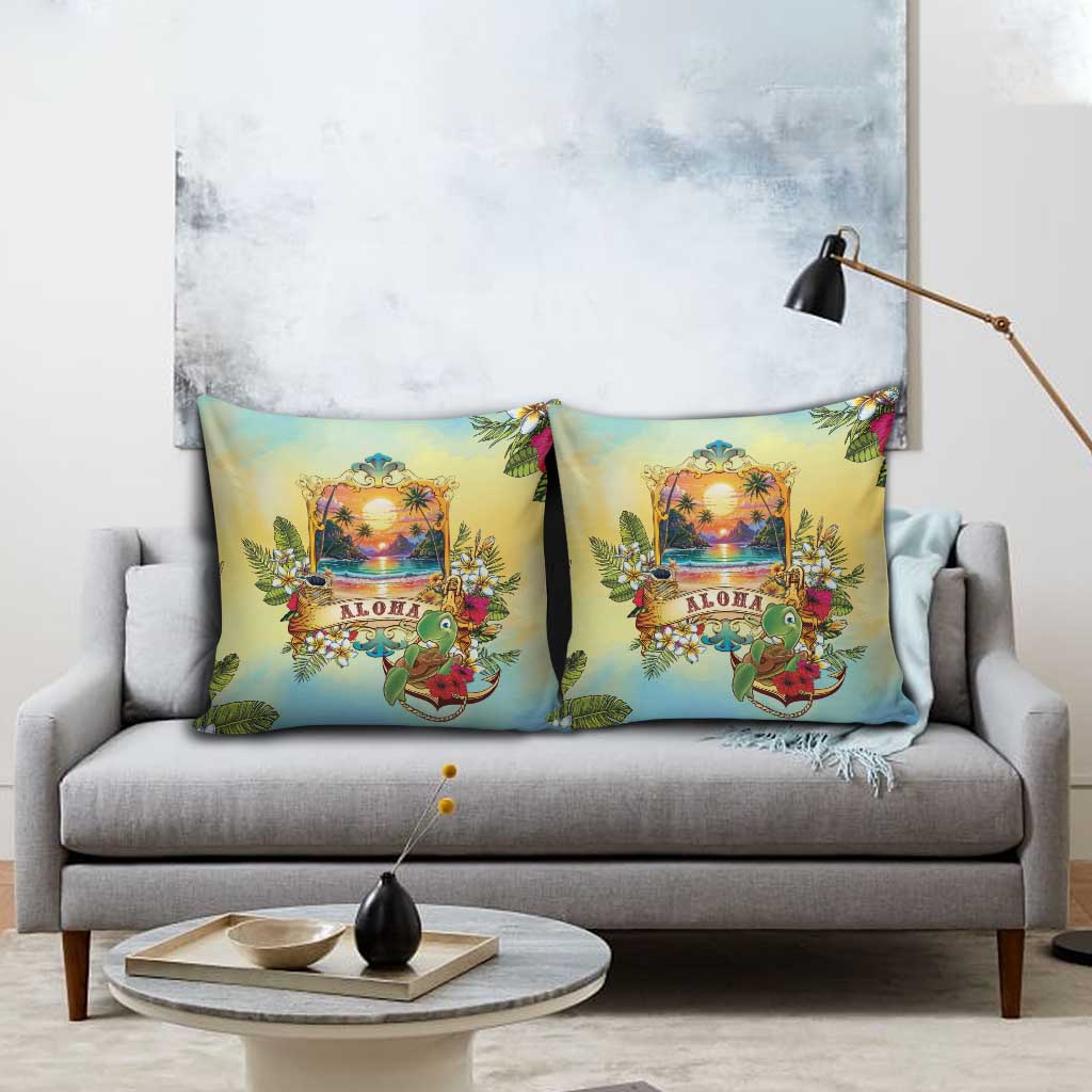 Aloha Hawaii Turtle Pillow Cover Retro Style - Polynesian Pride