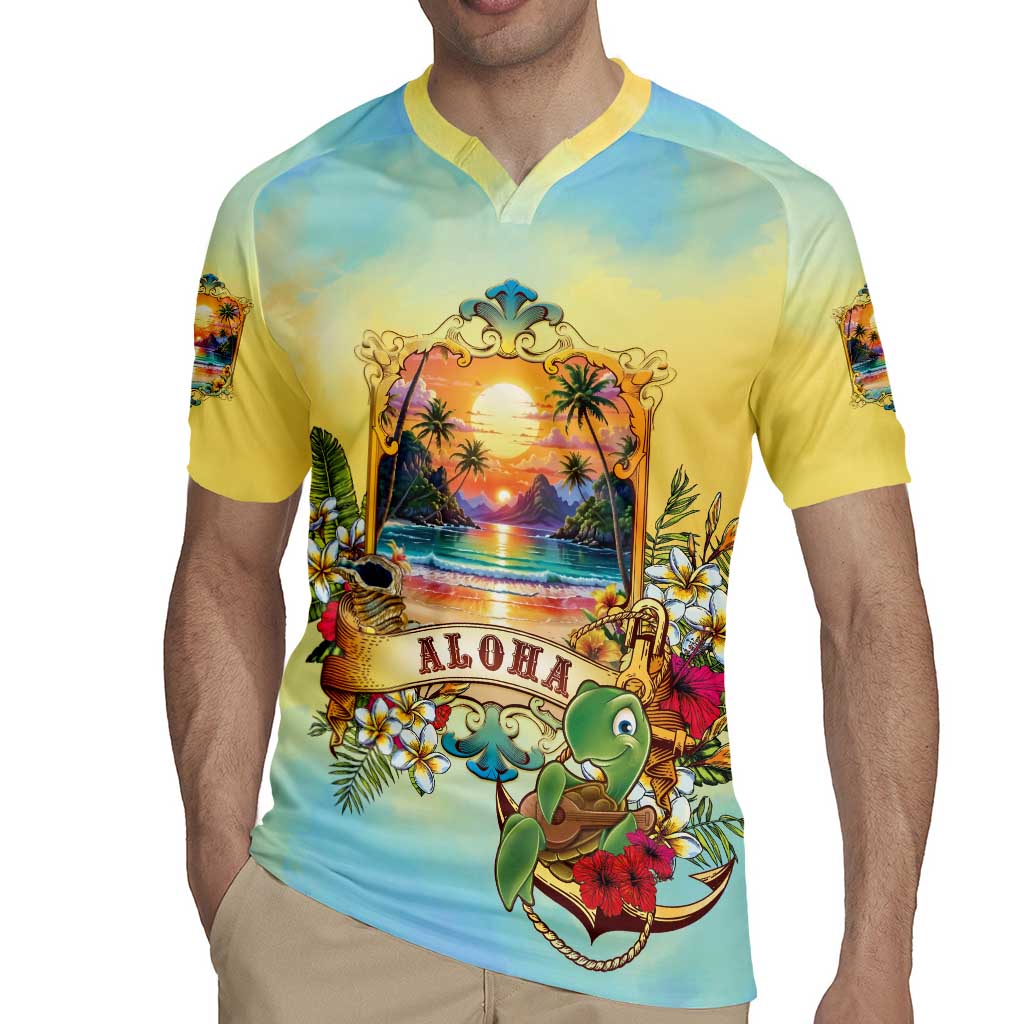 Aloha Hawaii Turtle Rugby Jersey Retro Style - Polynesian Pride