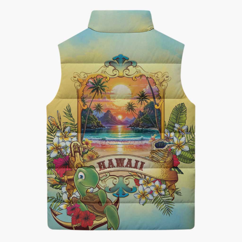 Aloha Hawaii Turtle Sleeveless Puffer Jacket Retro Style LT05 - Polynesian Pride