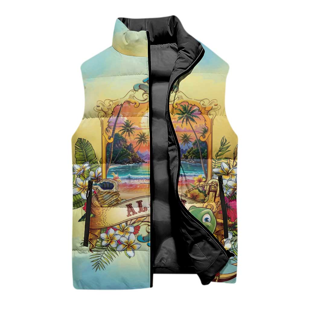 Aloha Hawaii Turtle Sleeveless Puffer Jacket Retro Style LT05 - Polynesian Pride