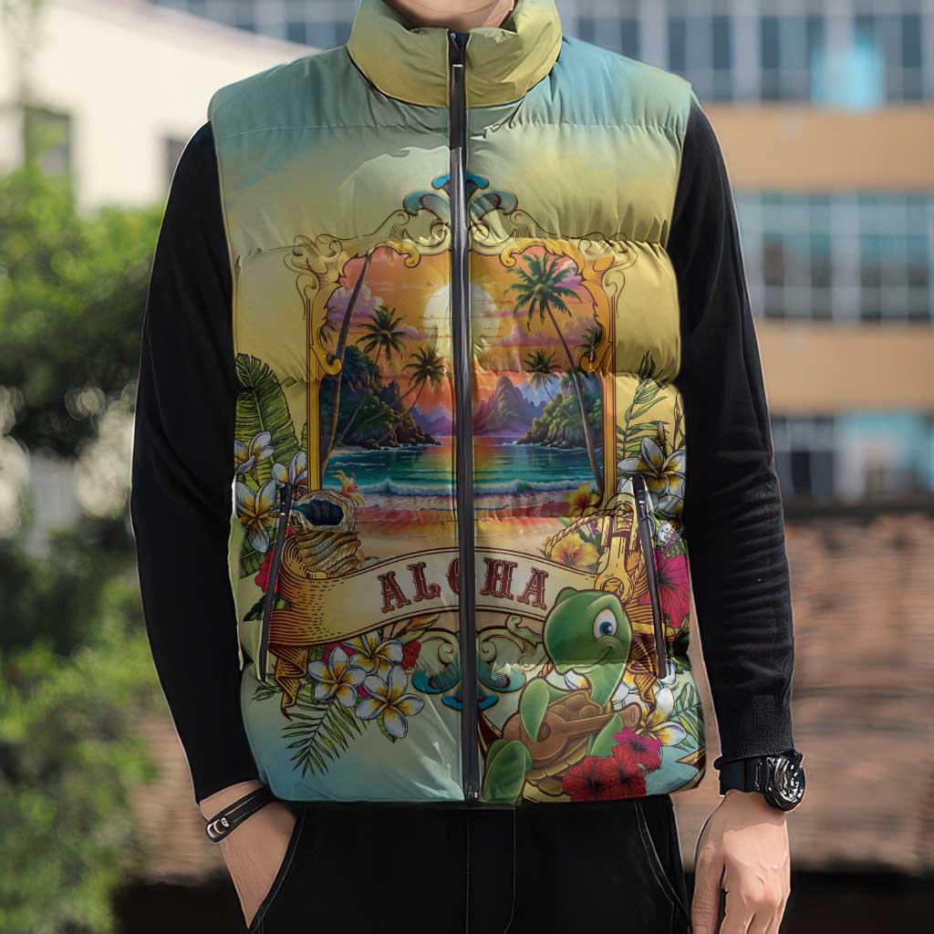 Aloha Hawaii Turtle Sleeveless Puffer Jacket Retro Style LT05 - Polynesian Pride