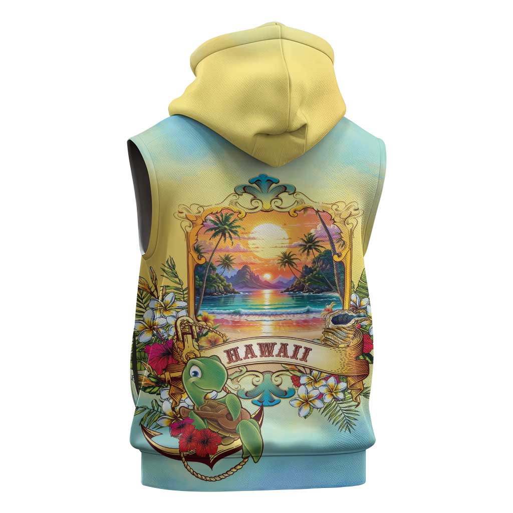 Aloha Hawaii Turtle Sleeveless Zip Hoodie Retro Style LT05 - Polynesian Pride
