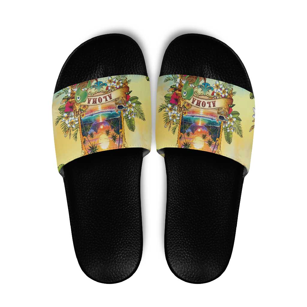 Aloha Hawaii Turtle Slide Sandals Retro Style LT05 Beige - Polynesian Pride