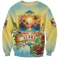 Aloha Hawaii Turtle Sweatshirt Retro Style - Polynesian Pride