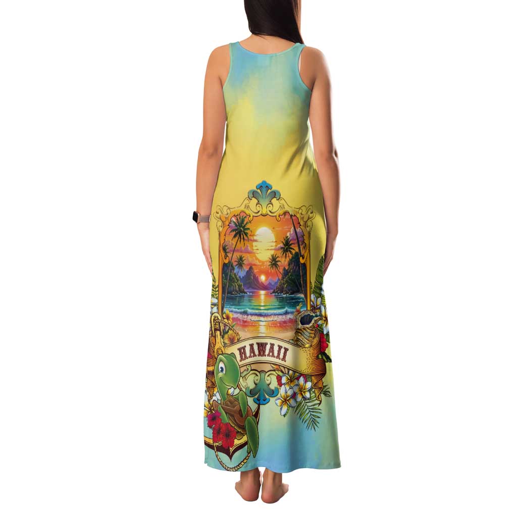Aloha Hawaii Turtle Tank Maxi Dress Retro Style - Polynesian Pride