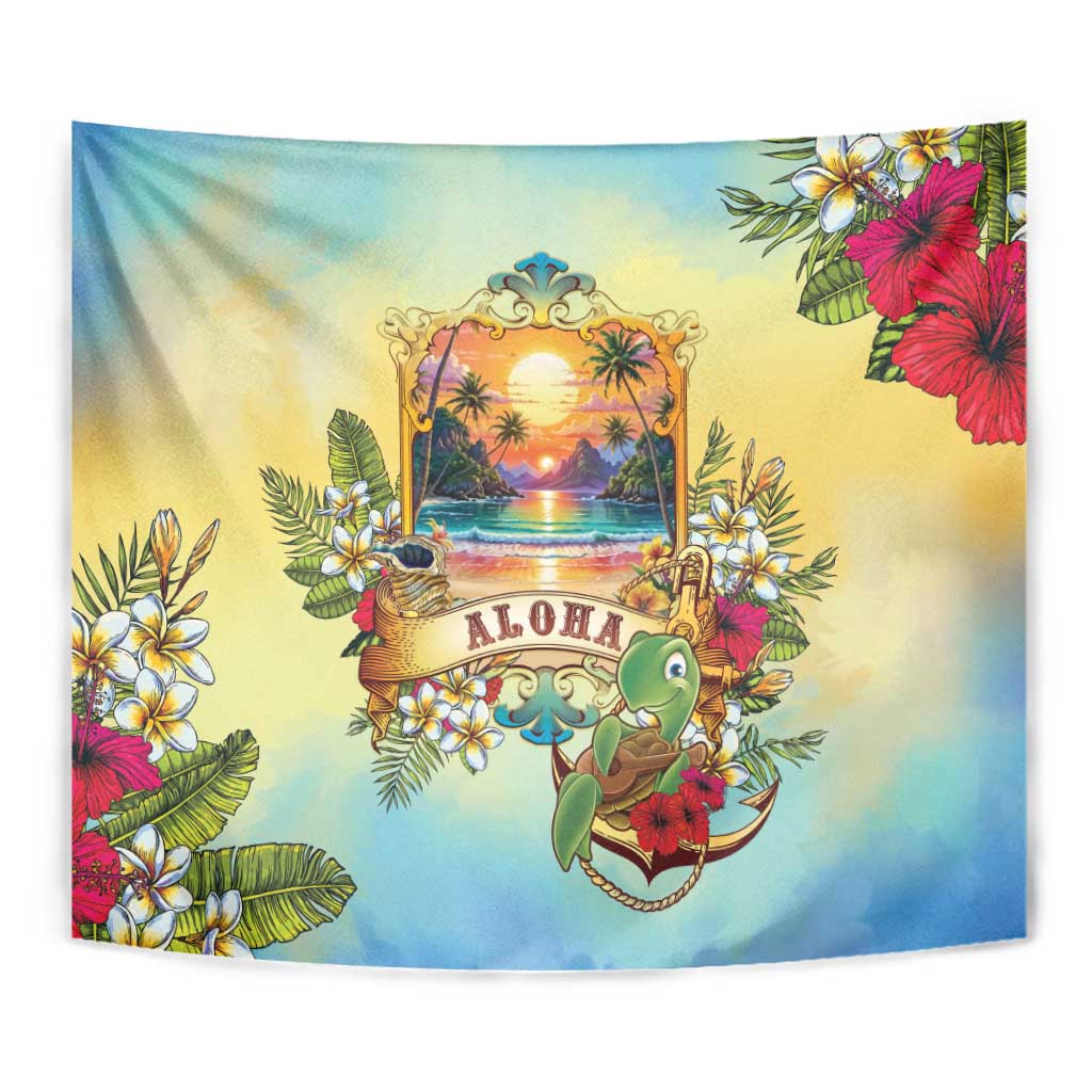 Aloha Hawaii Turtle Tapestry Retro Style - Polynesian Pride