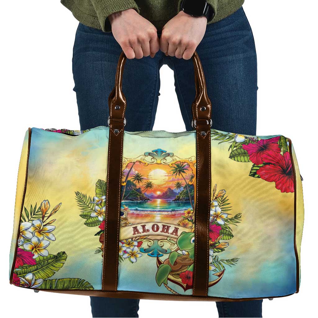 Aloha Hawaii Turtle Travel Bag Retro Style LT05 Beige - Polynesian Pride