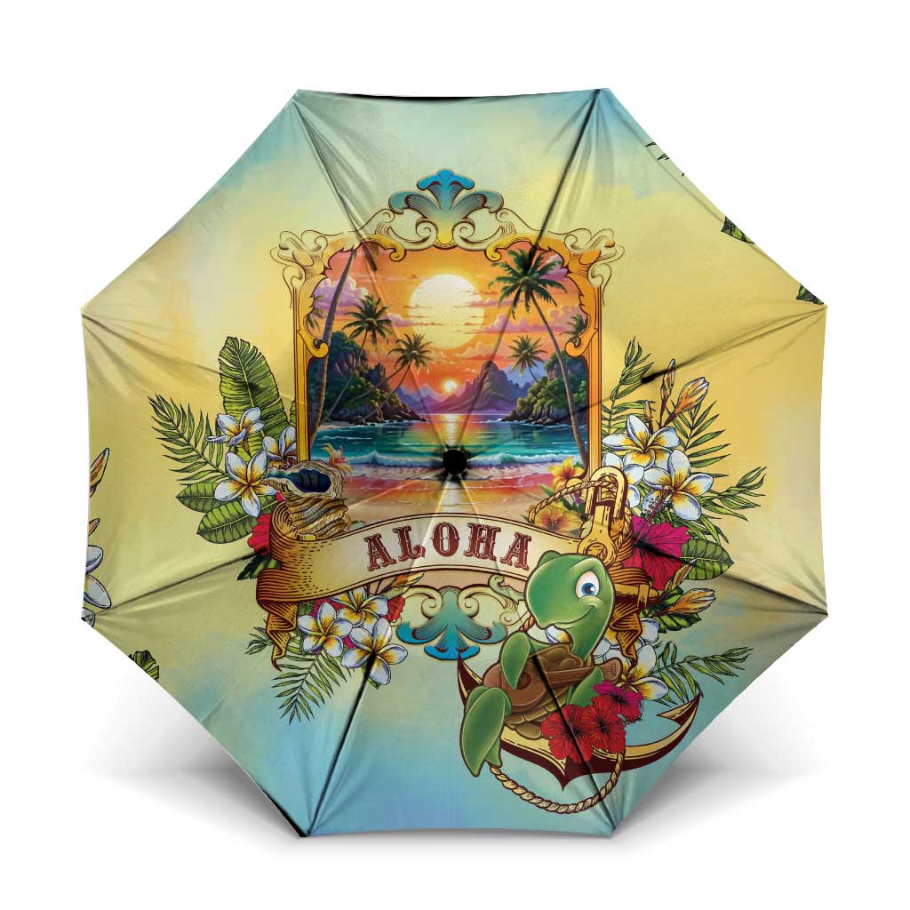 Aloha Hawaii Turtle Umbrella Retro Style LT05 One Size Folded 11.42 inch Opened Diameter 37.4 inch Beige - Polynesian Pride