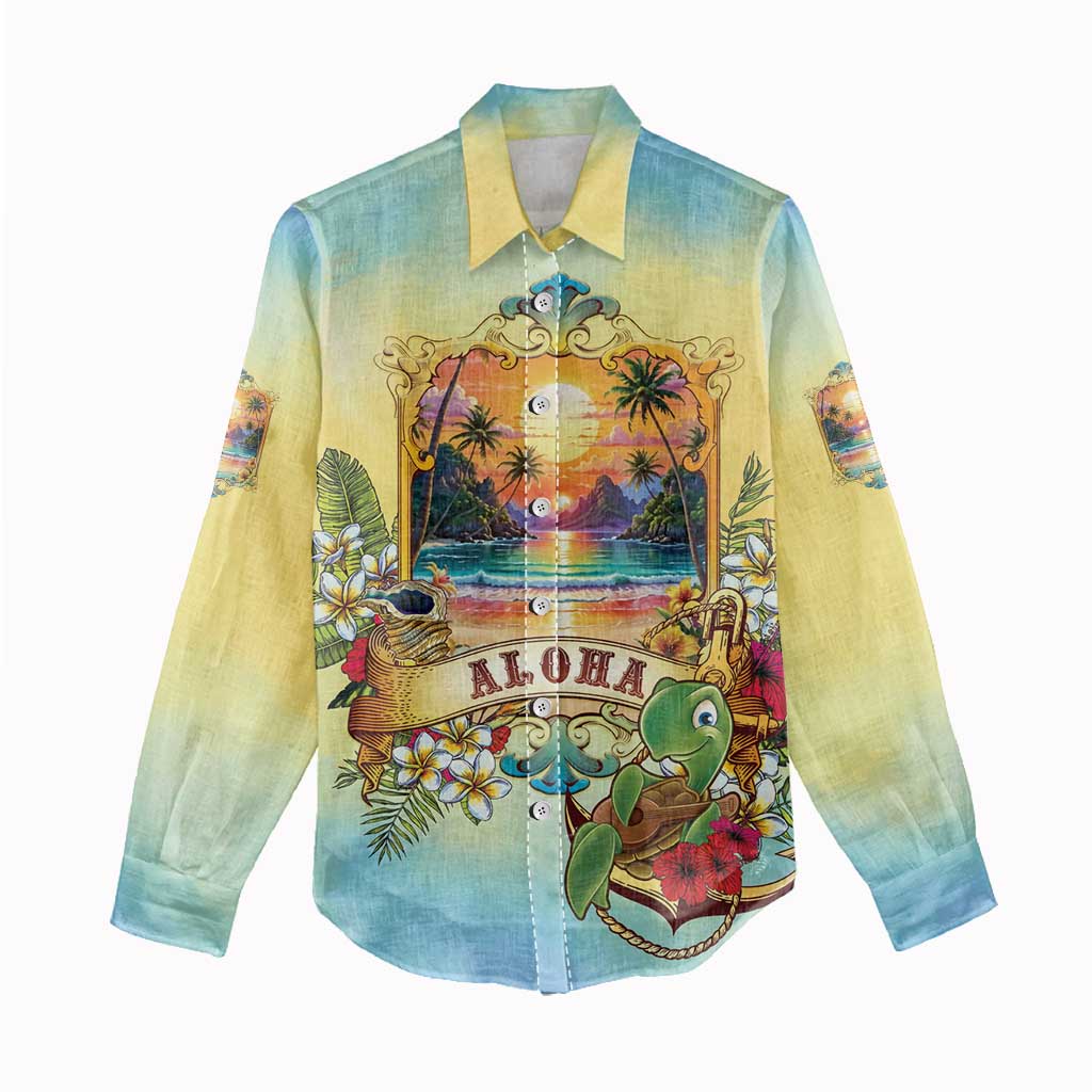 Aloha Hawaii Turtle Women Casual Shirt Retro Style - Polynesian Pride