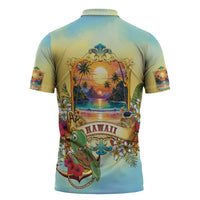 Aloha Hawaii Turtle Zipper Polo Shirt Retro Style - Polynesian Pride