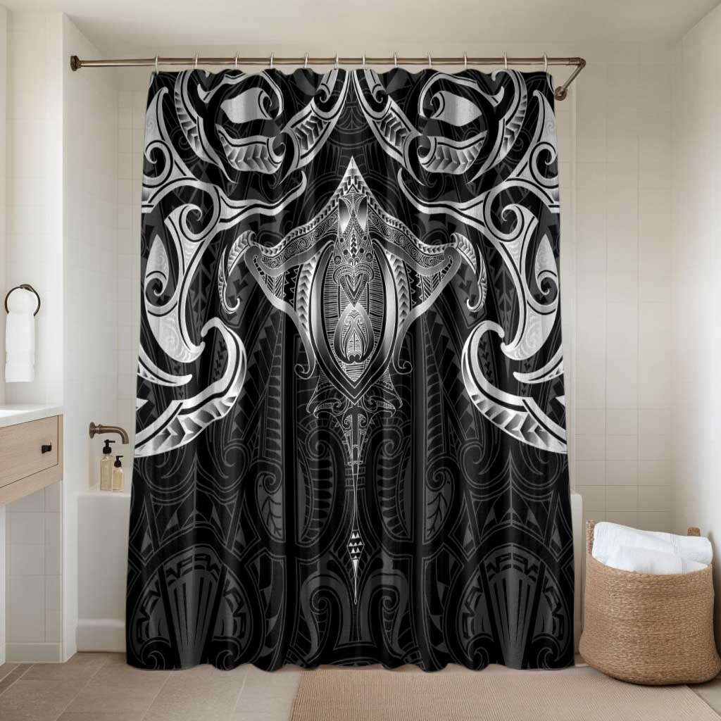 New Zealand Aotearoa Bathroom Set Maori Manta Ray Moko Black - Polynesian Pride