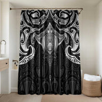 New Zealand Aotearoa Bathroom Set Maori Manta Ray Moko Black - Polynesian Pride