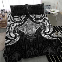 New Zealand Aotearoa Bedding Set Maori Manta Ray Moko Black - Polynesian Pride