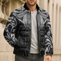 New Zealand Aotearoa Bomber Puffer Jacket Maori Manta Ray Moko Black - Polynesian Pride