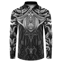 New Zealand Aotearoa Button Sweatshirt Maori Manta Ray Moko Black - Polynesian Pride