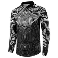 New Zealand Aotearoa Button Sweatshirt Maori Manta Ray Moko Black - Polynesian Pride