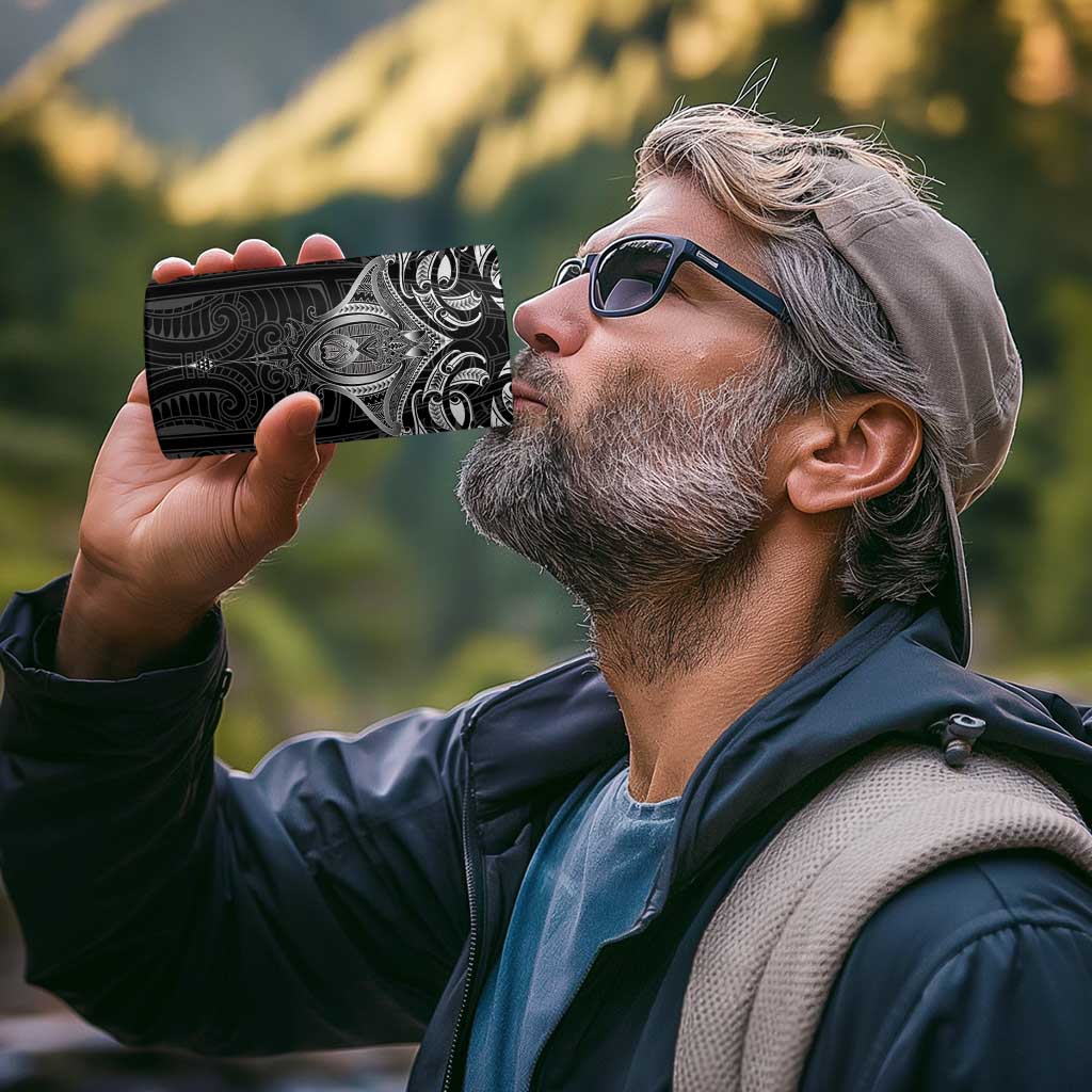 New Zealand Aotearoa 4 in 1 Can Cooler Tumbler Maori Manta Ray Moko Black - Polynesian Pride