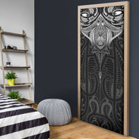 New Zealand Aotearoa Door Cover Maori Manta Ray Moko Black - Polynesian Pride