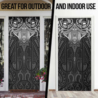 New Zealand Aotearoa Door Cover Maori Manta Ray Moko Black - Polynesian Pride