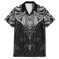 New Zealand Aotearoa Family Matching Long Sleeve Bodycon Dress and Hawaiian Shirt Maori Manta Ray Moko Black - Polynesian Pride