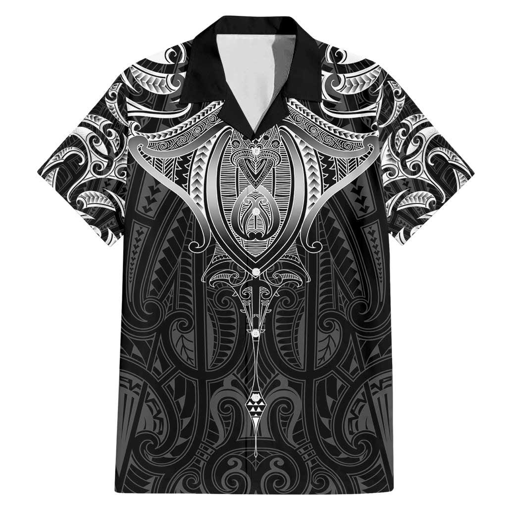 New Zealand Aotearoa Family Matching Mermaid Dress and Hawaiian Shirt Maori Manta Ray Moko Black - Polynesian Pride