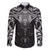 New Zealand Aotearoa Family Matching Off The Shoulder Long Sleeve Dress and Hawaiian Shirt Maori Manta Ray Moko Black - Polynesian Pride