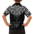 New Zealand Aotearoa Family Matching Off Shoulder Short Dress and Hawaiian Shirt Maori Manta Ray Moko Black - Polynesian Pride