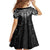 New Zealand Aotearoa Family Matching Off Shoulder Short Dress and Hawaiian Shirt Maori Manta Ray Moko Black - Polynesian Pride