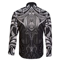 New Zealand Aotearoa Family Matching Puletasi and Hawaiian Shirt Maori Manta Ray Moko Black - Polynesian Pride