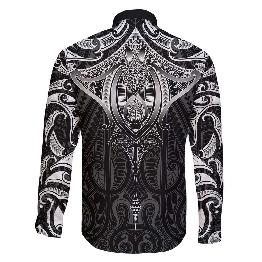 New Zealand Aotearoa Family Matching Tank Maxi Dress and Hawaiian Shirt Maori Manta Ray Moko Black - Polynesian Pride