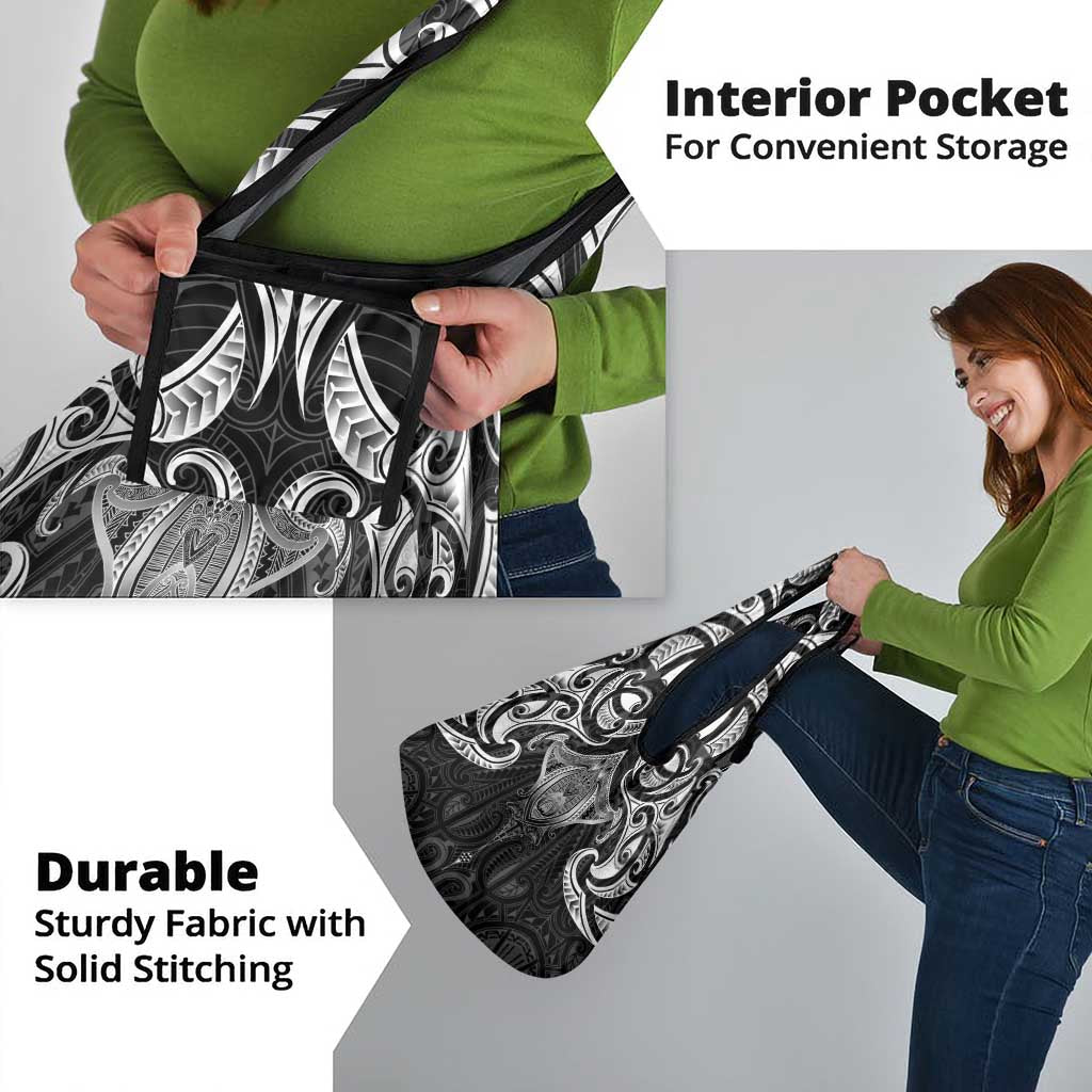 New Zealand Aotearoa Grocery Bag Maori Manta Ray Moko Black - Polynesian Pride