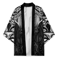 New Zealand Aotearoa Kimono Maori Manta Ray Moko Black - Polynesian Pride