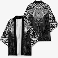 New Zealand Aotearoa Kimono Maori Manta Ray Moko Black - Polynesian Pride