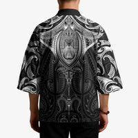 New Zealand Aotearoa Kimono Maori Manta Ray Moko Black - Polynesian Pride