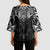 New Zealand Aotearoa Kimono Sleeve Blouse Maori Manta Ray Moko Black - Polynesian Pride