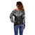 New Zealand Aotearoa Off Shoulder Sweater Maori Manta Ray Moko Black - Polynesian Pride