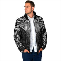 New Zealand Aotearoa Padded Jacket Maori Manta Ray Moko Black - Polynesian Pride