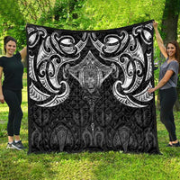 New Zealand Aotearoa Quilt Maori Manta Ray Moko Black - Polynesian Pride