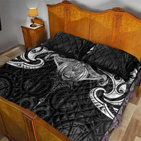 New Zealand Aotearoa Quilt Bed Set Maori Manta Ray Moko Black - Polynesian Pride