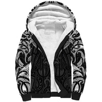 New Zealand Aotearoa Sherpa Hoodie Maori Manta Ray Moko Black - Polynesian Pride